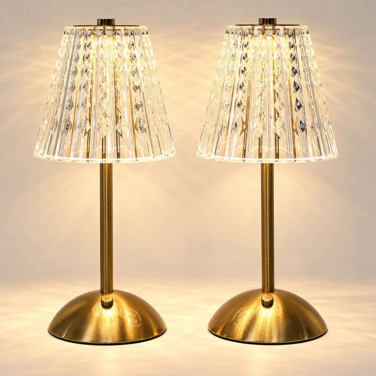 Rechargeable Crystal-Look Table Lamps Two Pack