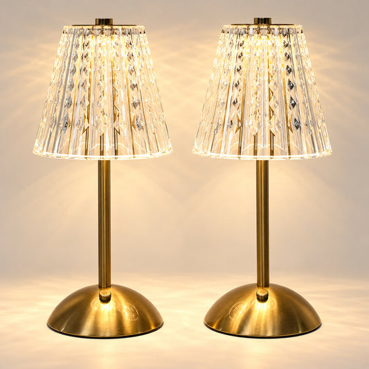Rechargeable Crystal-Look Table Lamps Two Pack